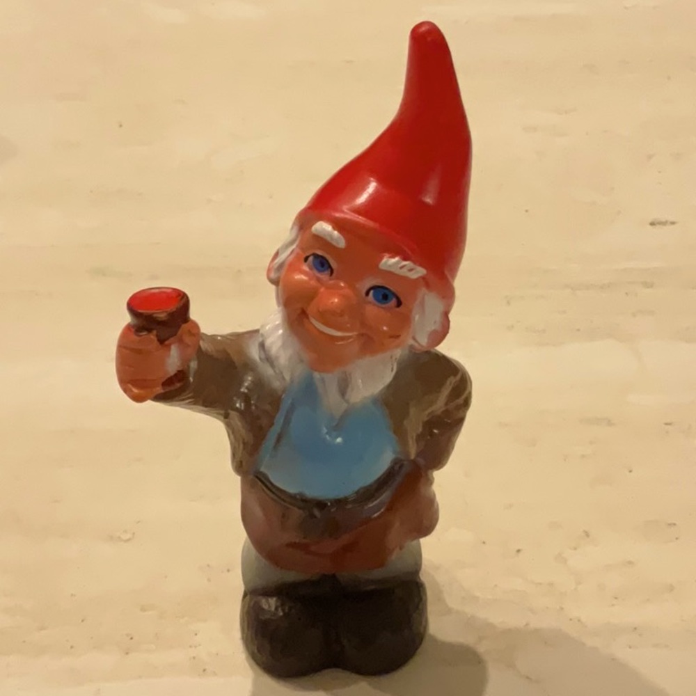 Vintage Zeho 1943 Garden Gnome Germany Elf Plastic Figure Holding Wine Glass